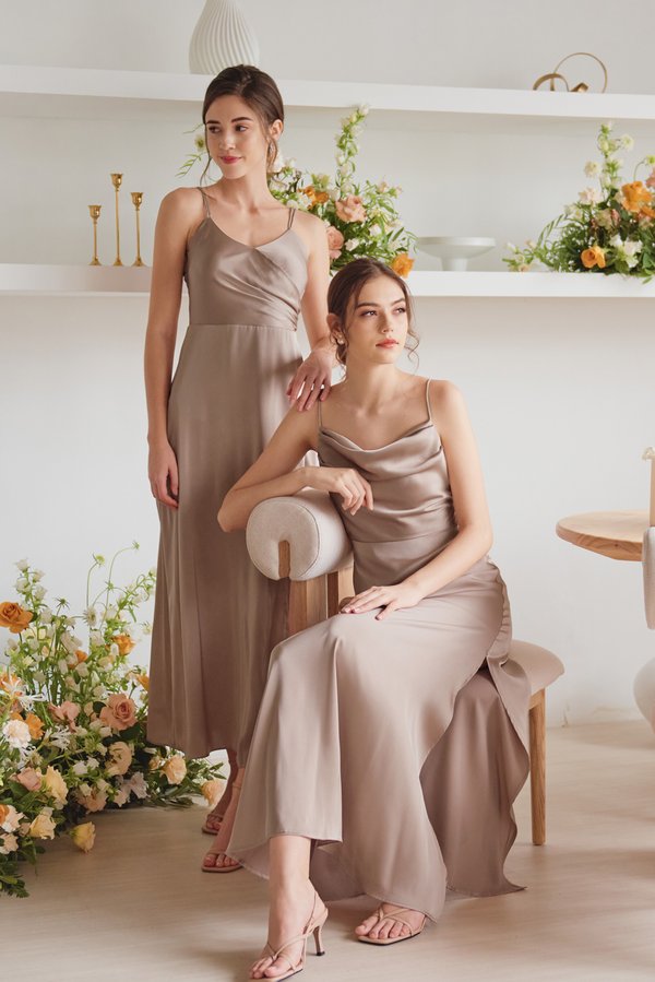 Surely Serenely Slit Dress (Latte)