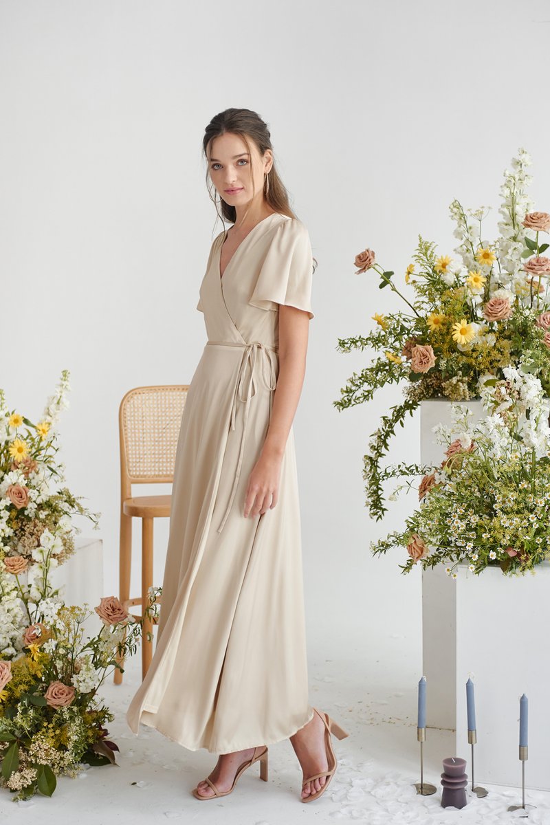 The Thread Theory- SURELY SERENELY SLIT DRESS (LIGHT GOLD