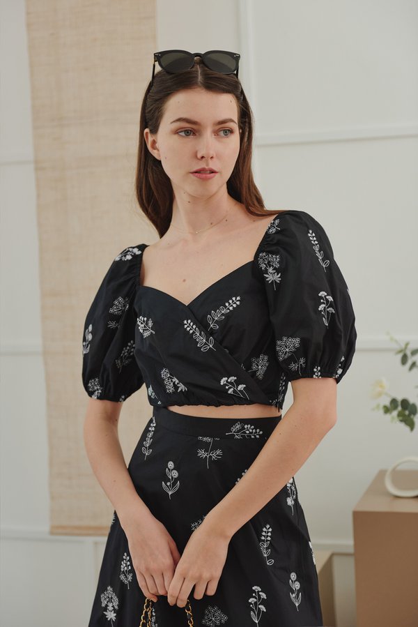 Lovey 2-Way Top (Black Embroidery)
