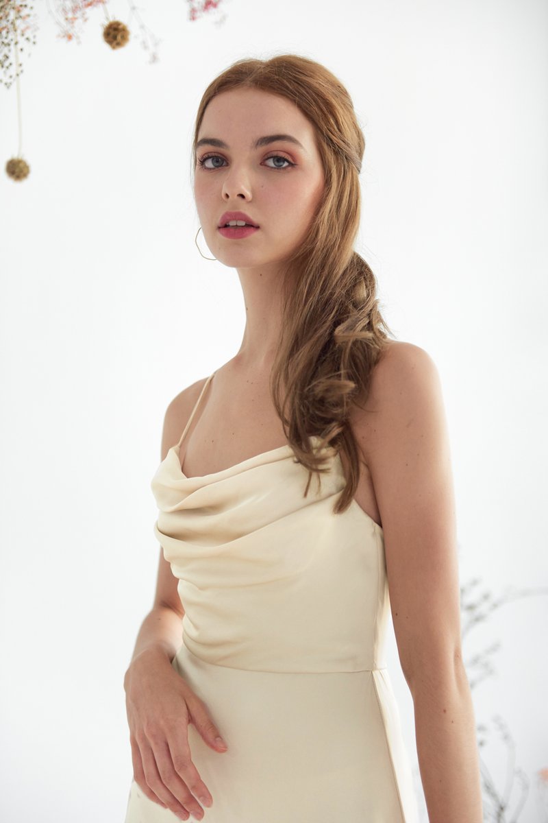 Cream cowl neck dress cheap