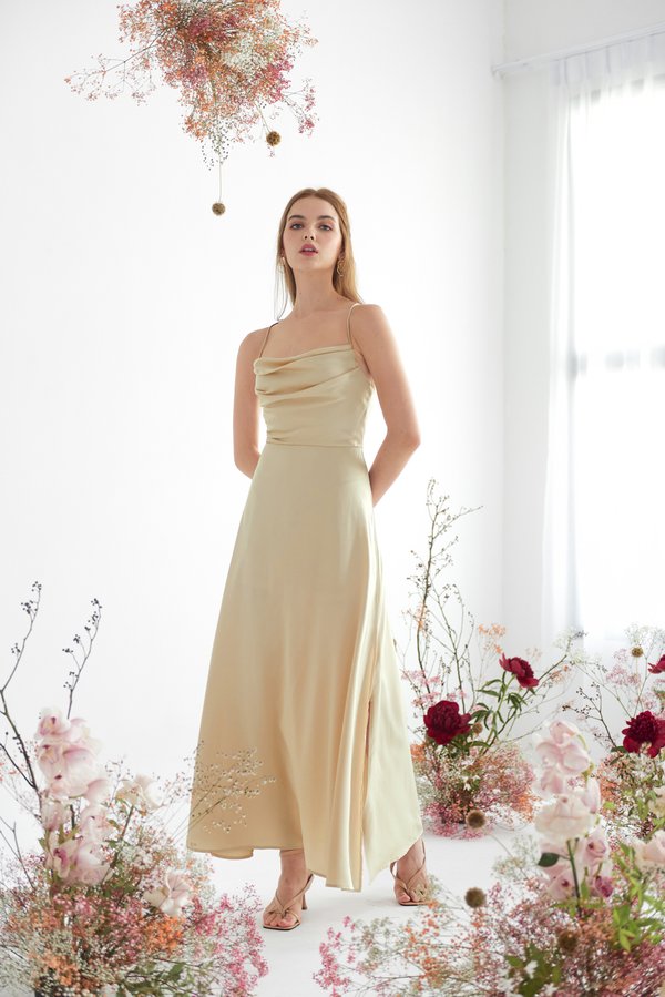 Certainly Ours Cowl Neck Dress (Gold)
