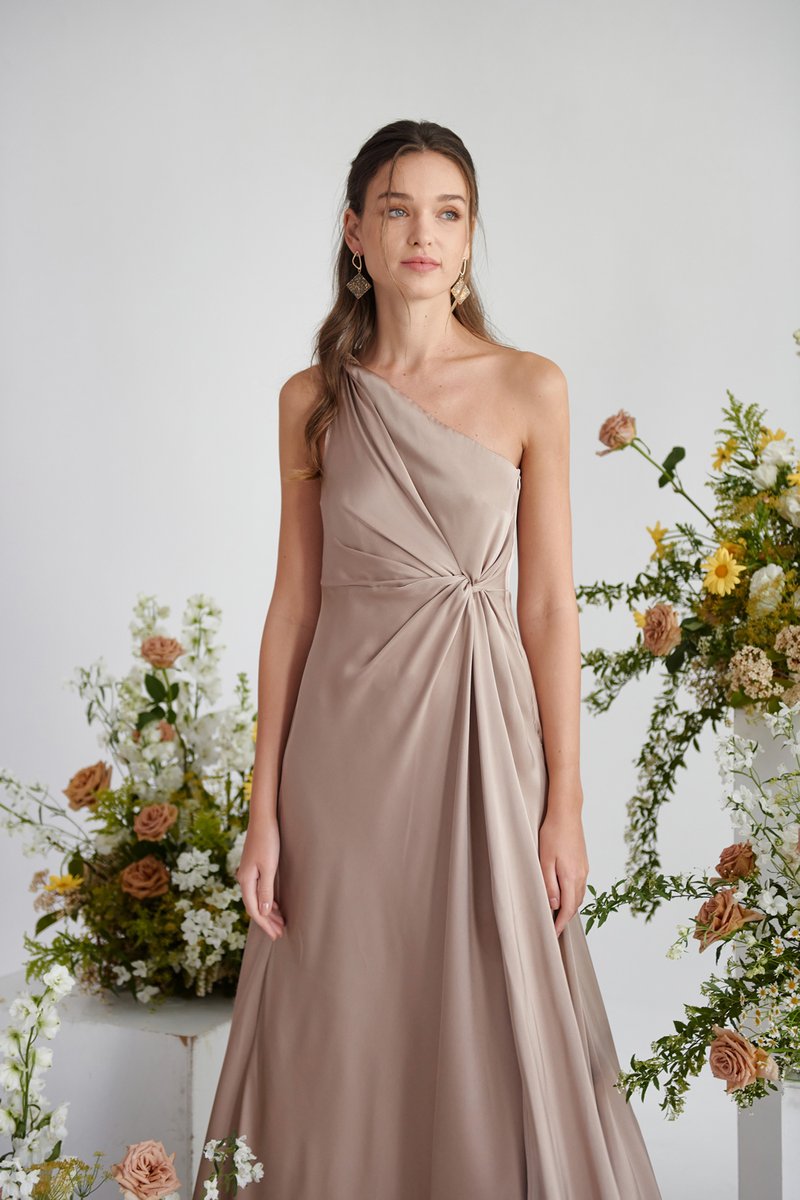 Love Odyssey Toga Dress (Taupe) | The Thread Theory