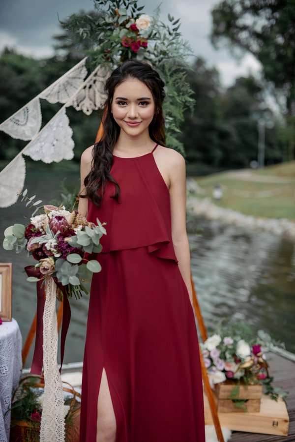 From This Moment Dress (Wine Red)