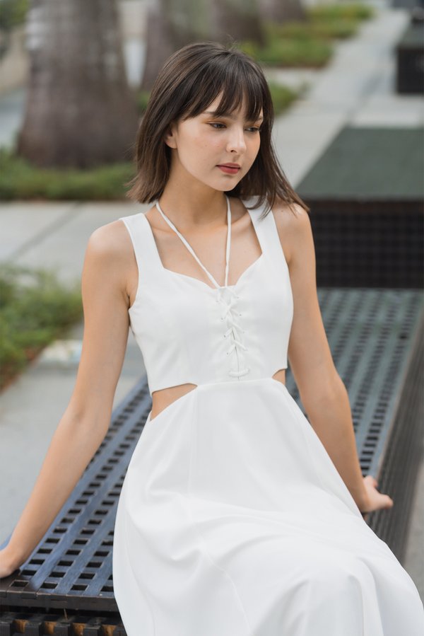 Sweet Rebel Lace Up Dress (White)