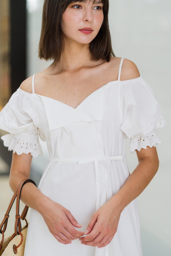 Wendy Darling Midi Dress (White)