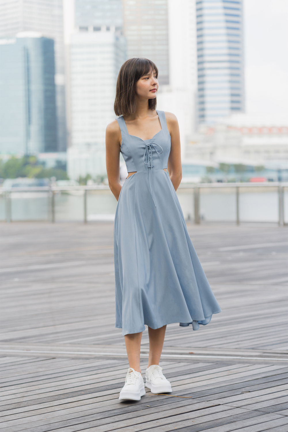 Denim and sales lace bridesmaid dresses