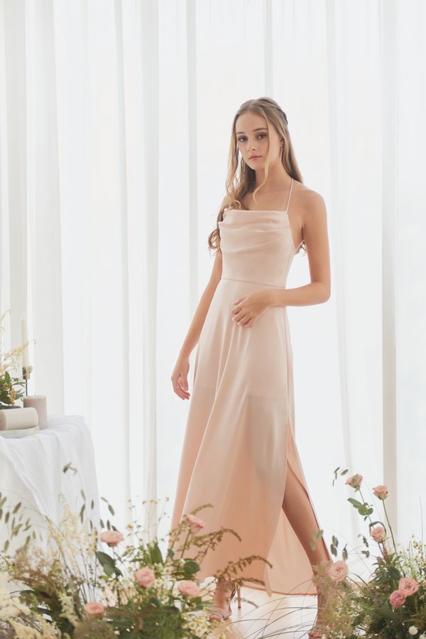 Certainly Ours Cowl Neck Dress (Pearl Pink)