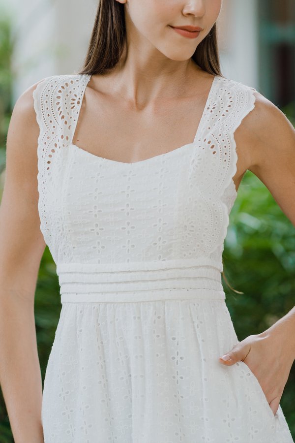 Sweet Pea Romper Dress (White) 