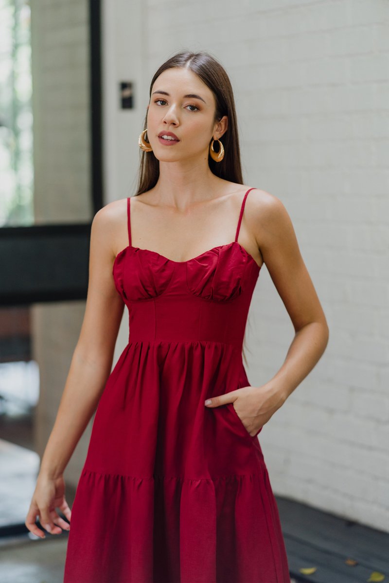 Red spaghetti strap best sale skater dress