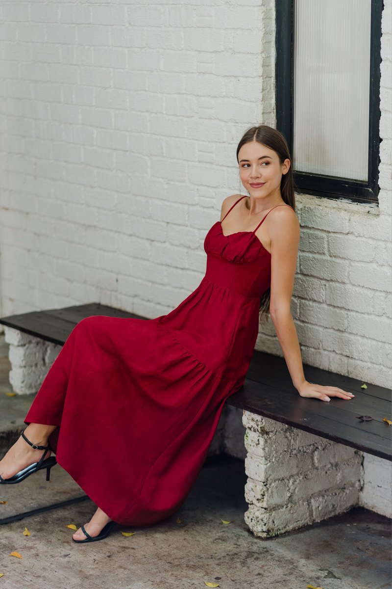 Red spaghetti dress top