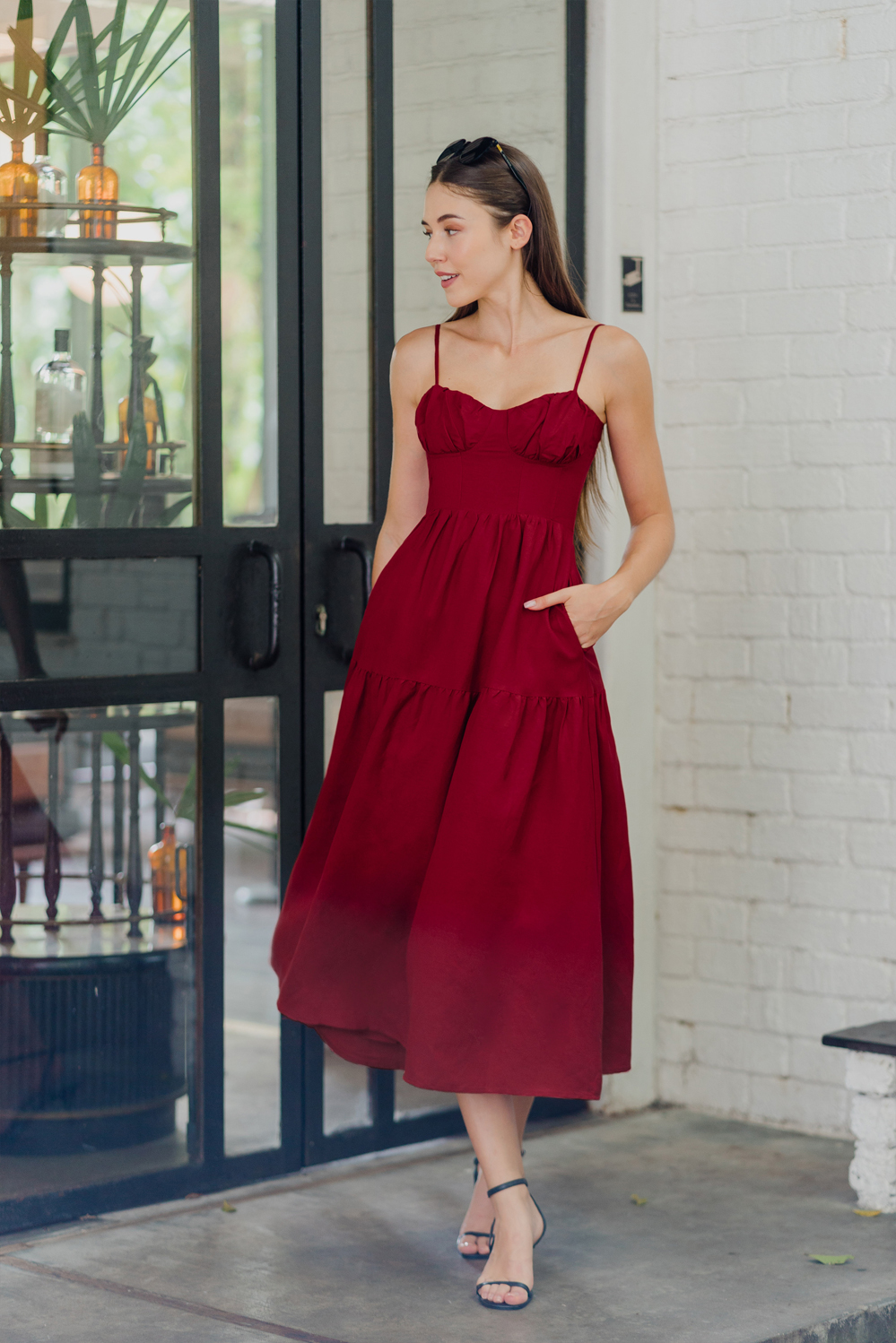Red midi hotsell length dress