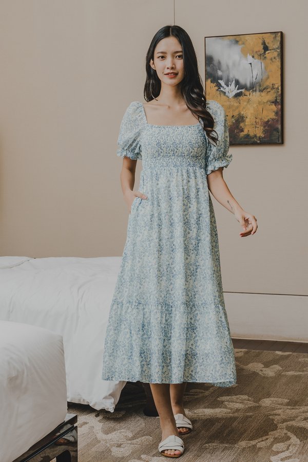 Is It Spring Smocked Dress (Blue)