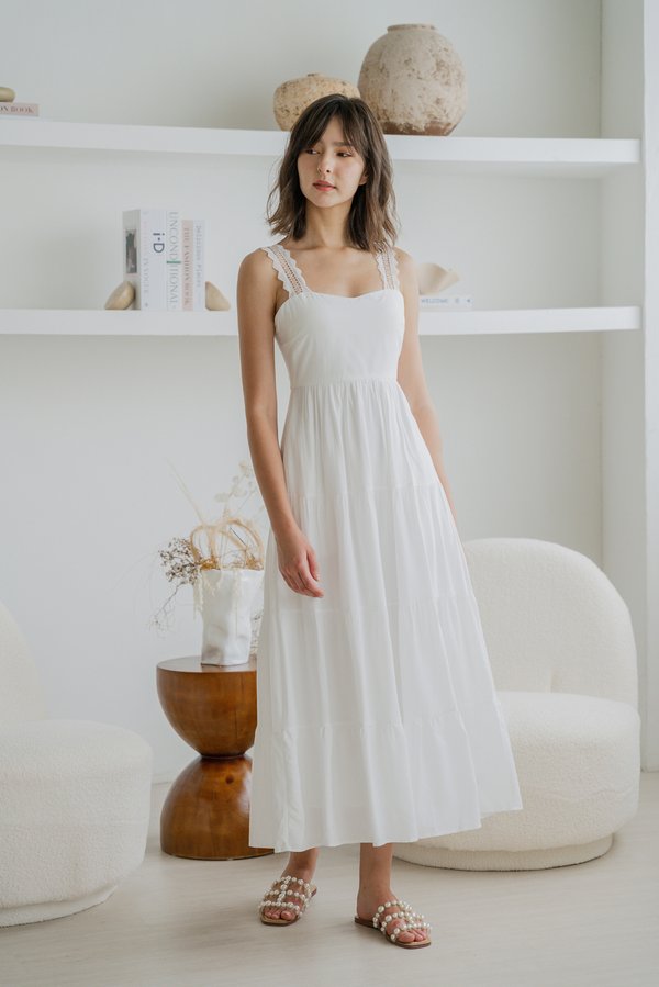 Harmonica Padded Dress (White)