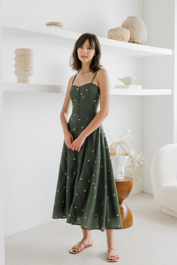 Petal Artistry Dress (Olive)