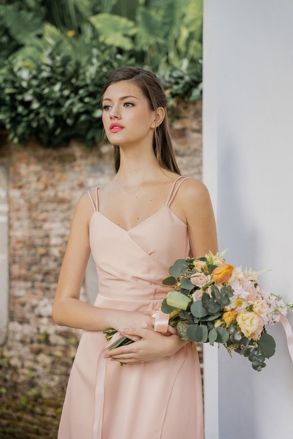 Surely Serenely Slit Dress (Pearl Pink)