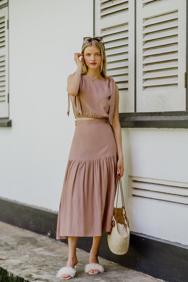 One Part Wit Midi Skirt (Rose Pink)