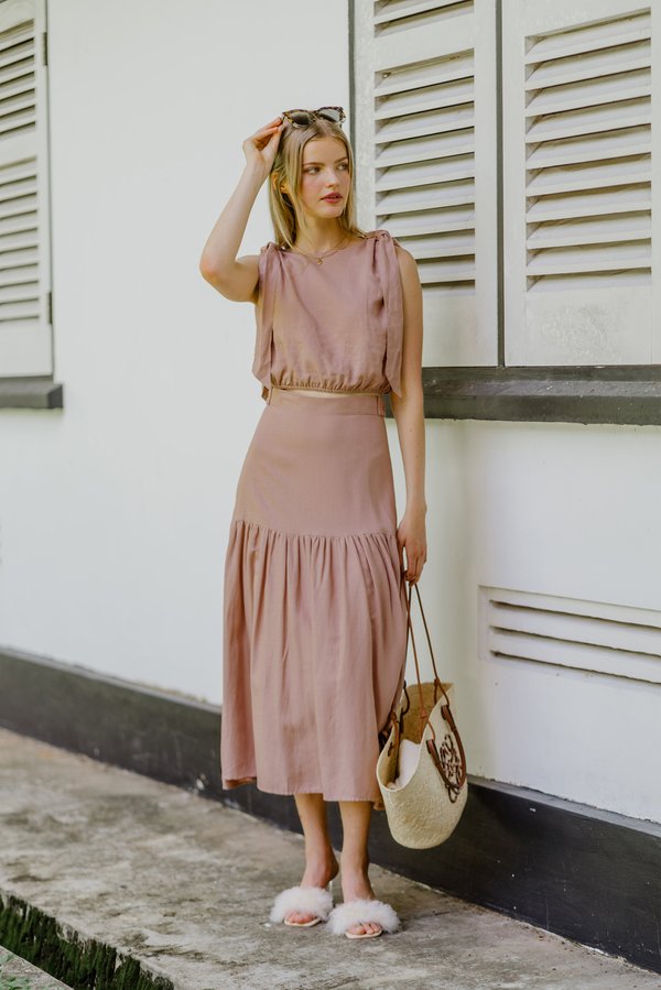 One Part Wit Midi Skirt (Rose Pink)