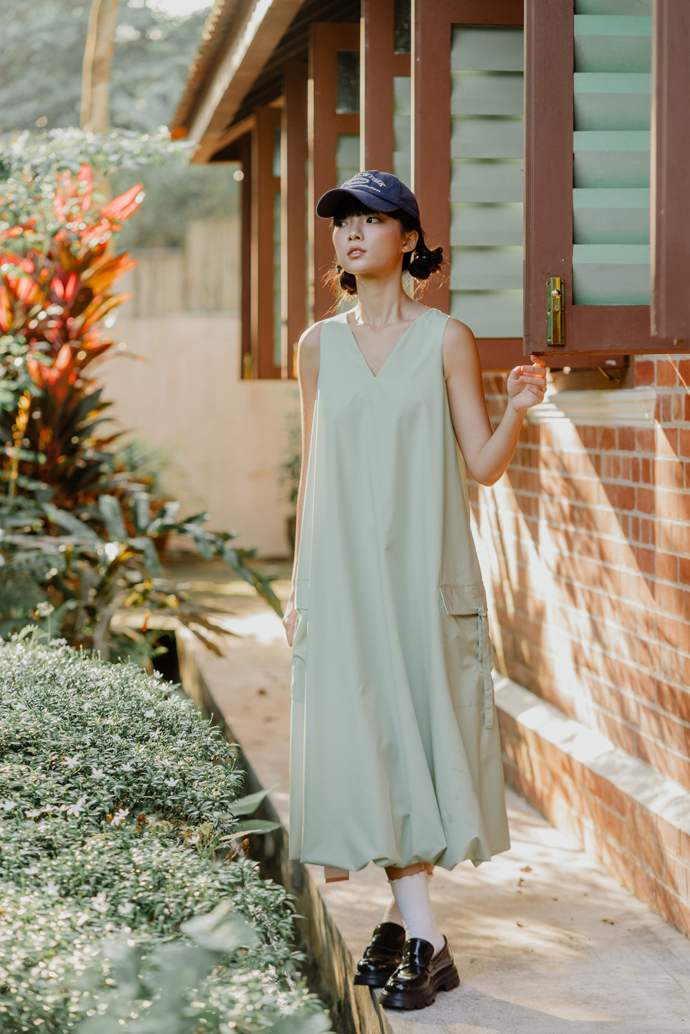 Bubble Me Reversible Dress (Pistachio Grey) | The Thread Theory