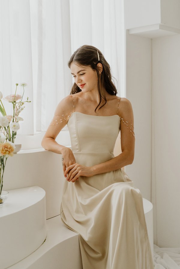 Moonglow Pearls Convertible Dress (Light Gold) V2