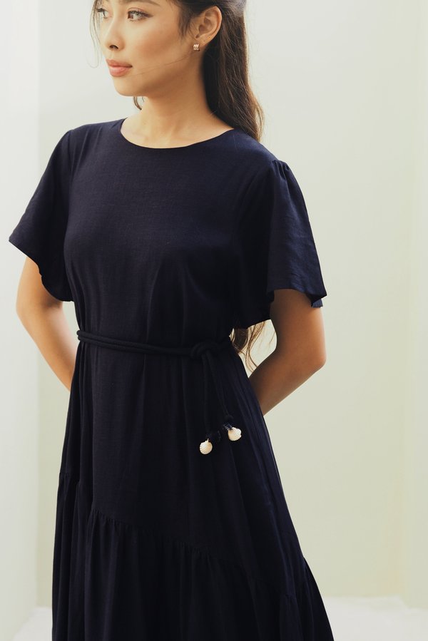 Sandy Toes Linen Maxi Dress (Midnight Navy)