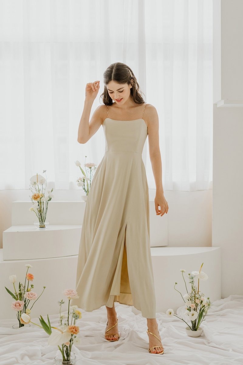 Moonglow Pearls Convertible Dress Light Gold The Thread Theory