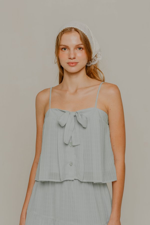 Let Us Date Embossed Top (Blue Grey)