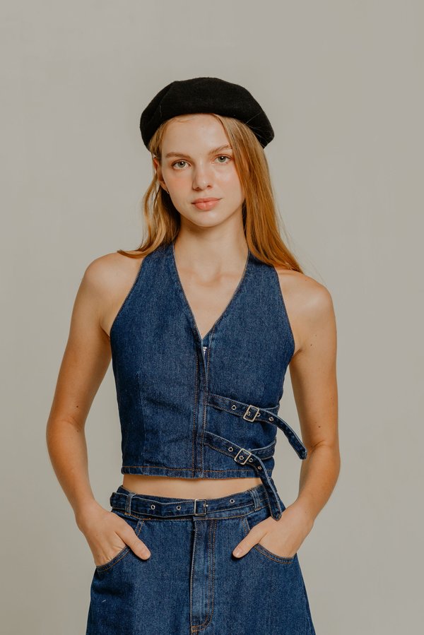 Everblue Halter Top (Dark Wash)