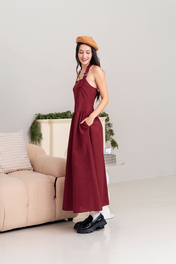 Dapper Dissent Halter Dress (Red)