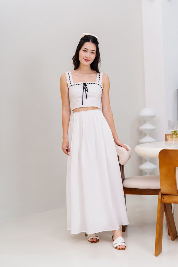 Playful Pleats Skirt (White)