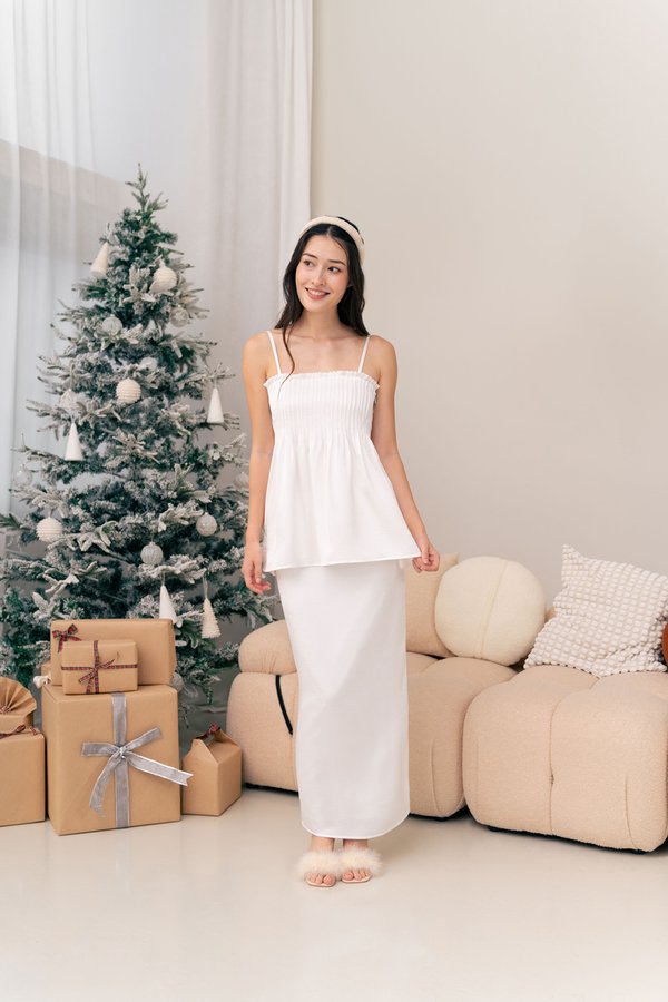 Timeless Glow Maxi Skirt (Pearl White)