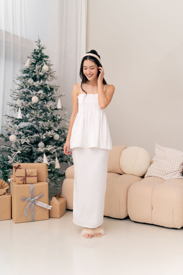 Timeless Glow Maxi Skirt (Pearl White)