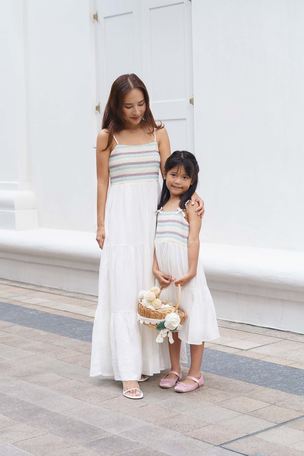 Dancing Threads Embroidered Maxi Dress (White)