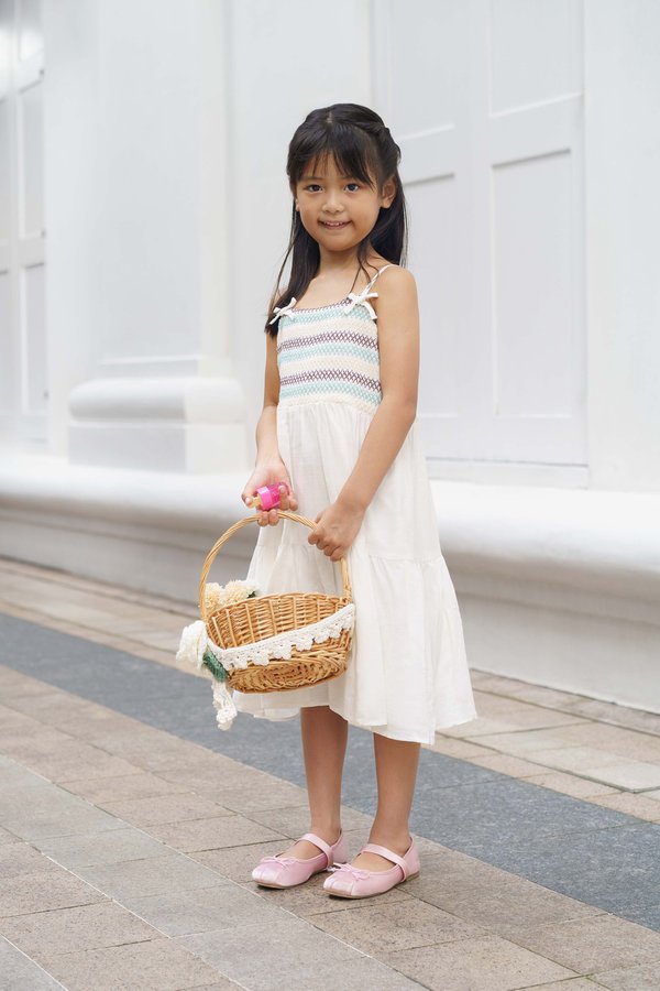 Dancing Threads Embroidered Junior Dress (White)
