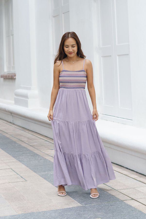 Dancing Threads Embroidered Maxi Dress (Dusty Purple)