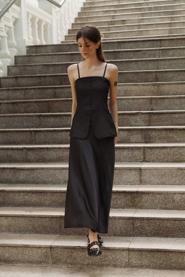 Effortless Bias Cut Maxi Skirt (Black Pearl)