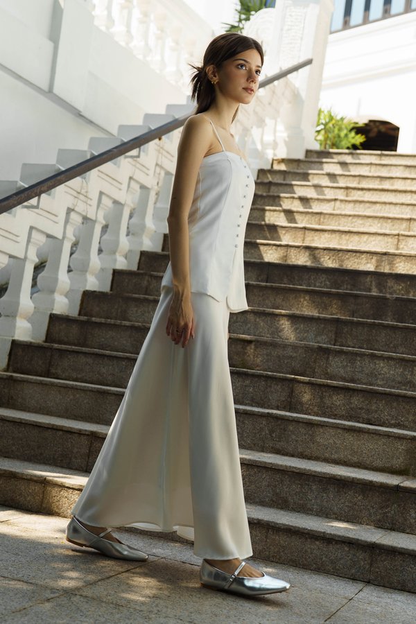 Effortless Bias Cut Maxi Skirt (Pearl White)
