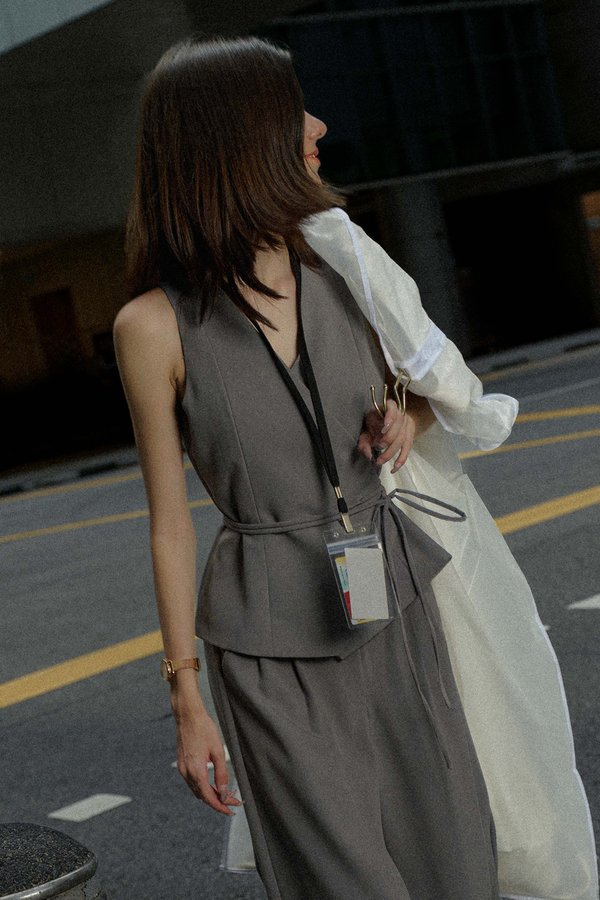 City Chic Wrap Top (Grey)