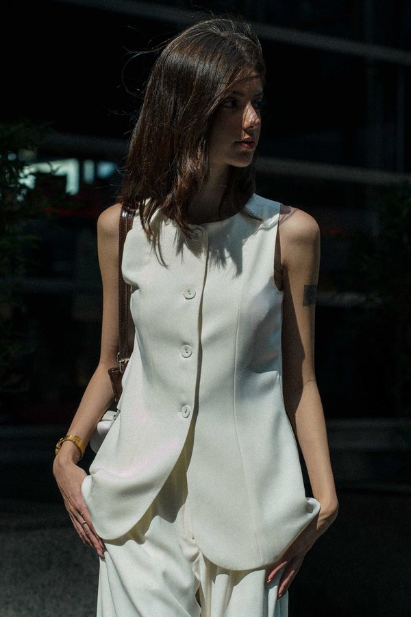 Uptown Sleek Vest Top (White)