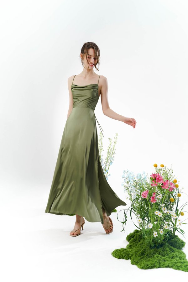 Certainly Ours Cowl Neck Dress (Olive)