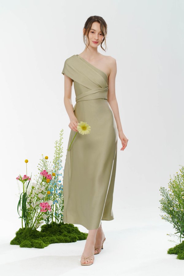 First Dance Convertible Scarf Dress (Moss Green)