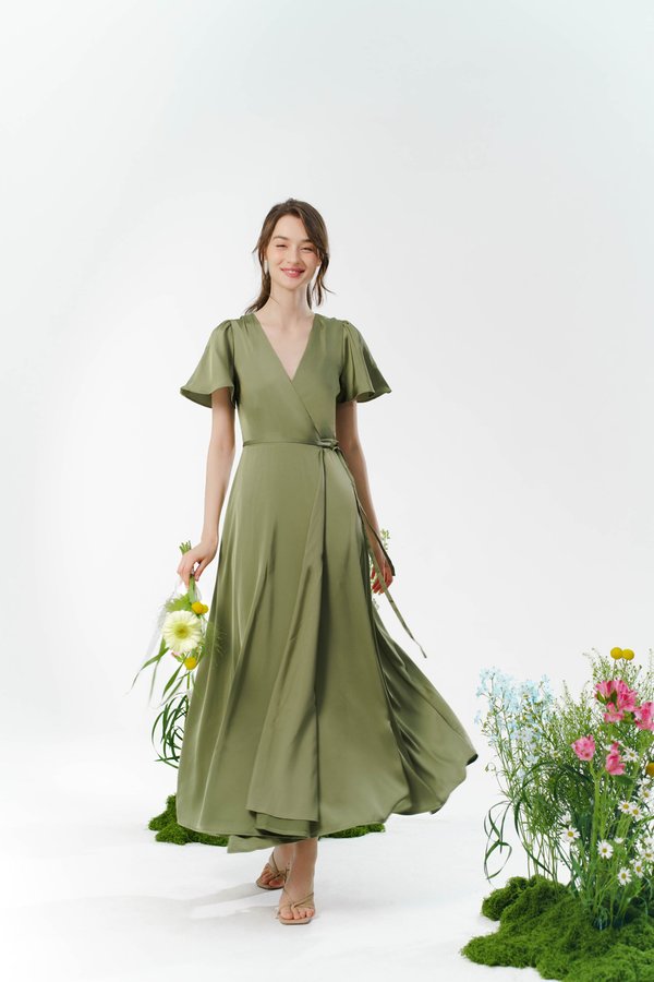 Romance In A Wrap Dress (Olive)