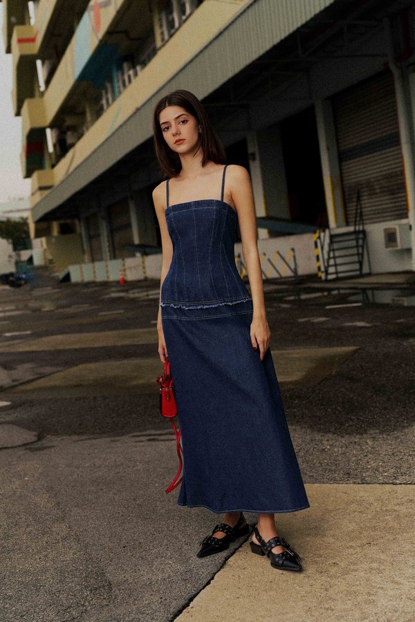 Panelline 2-Way Denim Dress (Dark Wash)