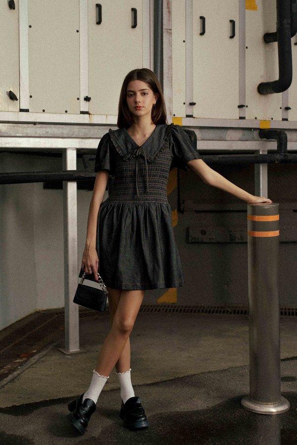 Strata Denim Dress (Black Wash)
