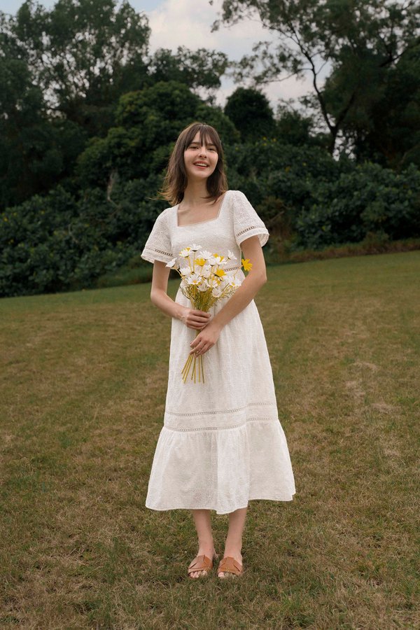 Enchanted Steps Maxi Dress (White)