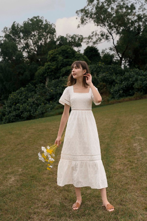 Enchanted Steps Maxi Dress (White)