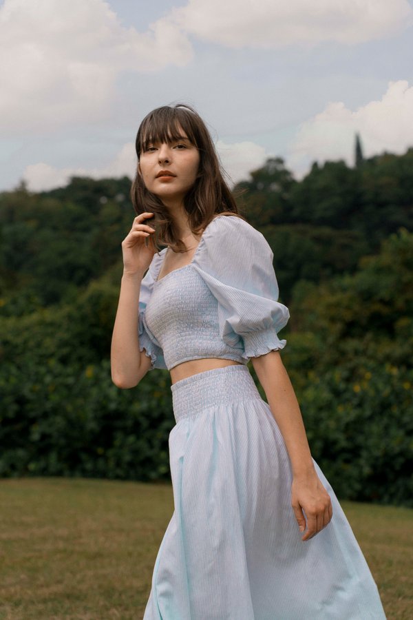 Puff Parfait Smocked Top (Light Blue Stripes)
