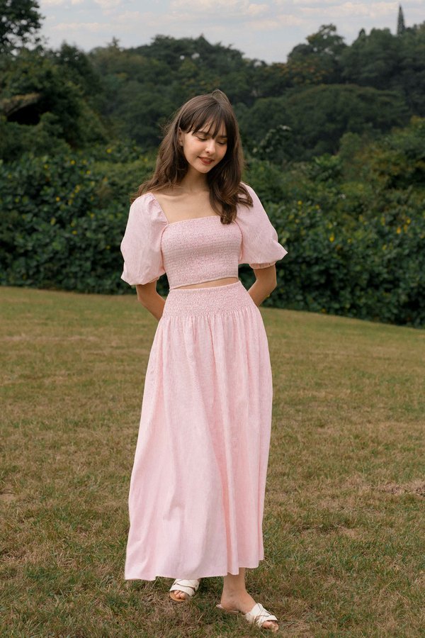 Puff Parfait Smocked Top (Light Pink Stripes)