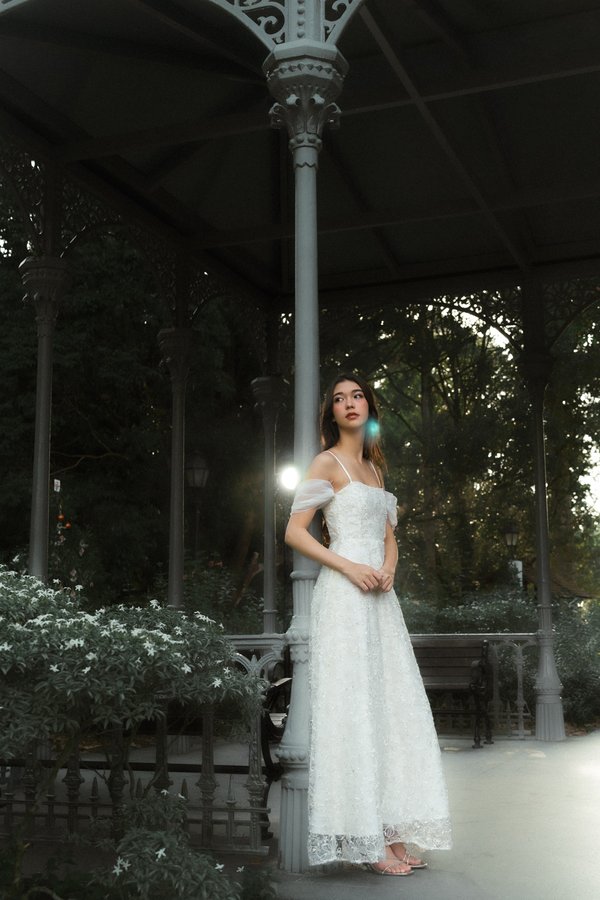 Daylight Sequin Embellished Gown (White)