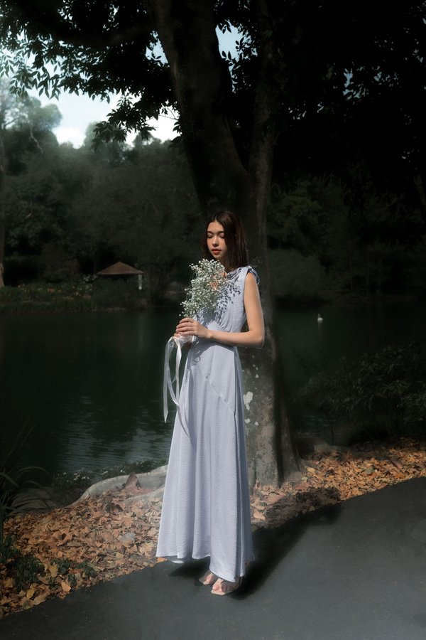 Love Story Bow Tie Dress (Dusty Blue)