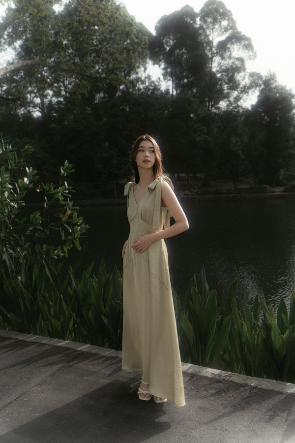 Love Story Bow Tie Dress (Moss Green)